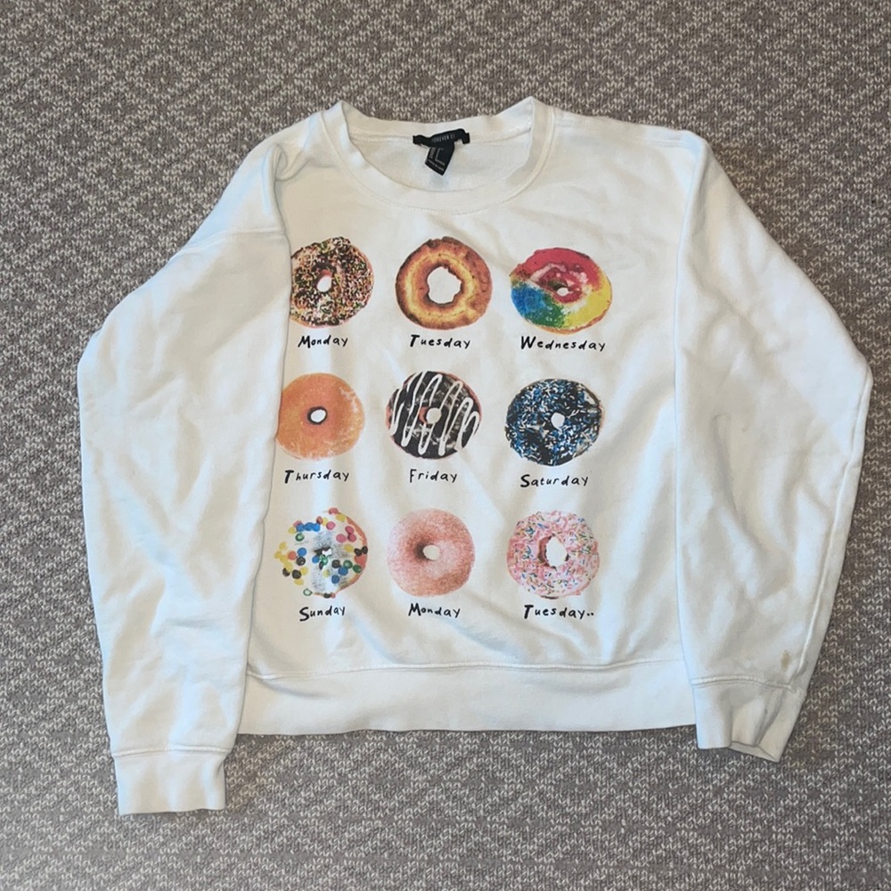 Forever 21 Donut White Crewneck